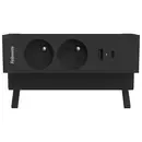 Fellowes Desk Up 2.0 - 2x pin earth + USB-A & USB-C charger black