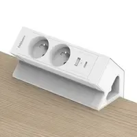 Fellowes Desk Up 2.0 - 2x pin earth + USB-A & USB-C charger white