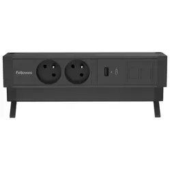Fellowes Desk Up 2.0 - 2x penaarde + USB-A/C charger & 2x keystone zwart