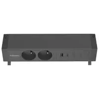 Fellowes Desk Up 2.0 - 2x pin earth + USB-A/C charger & 2x keystone black