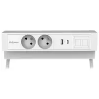 Fellowes Desk Up 2.0 - 2x pin earth + USB-A/C charger & 2x keystone white