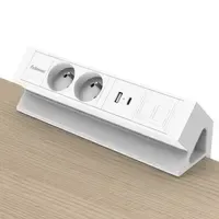 Fellowes Desk Up 2.0 - 2x pin earth + USB-A/C charger & 2x keystone white