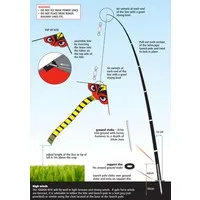 Vogelverjager set met 2 roofvogelvliegers en 7 meter telescopische mast