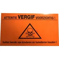 Gif waarschuwingssticker voor voerdozen 9 x 5 cm