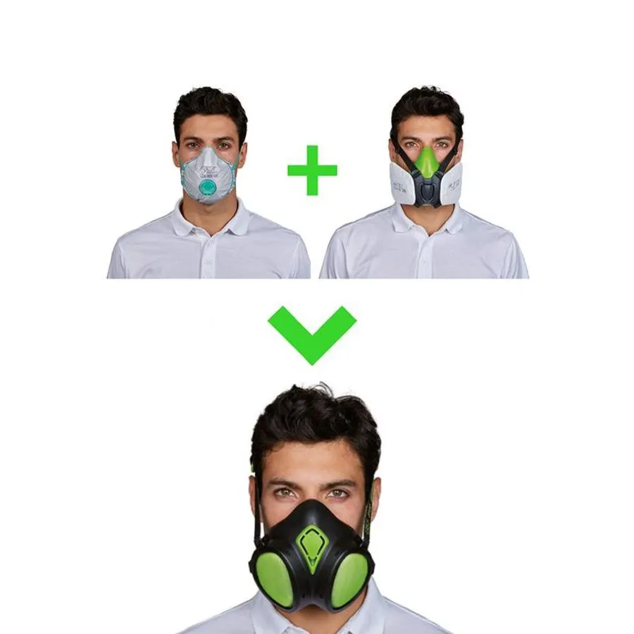 Halfgelaatsmasker ABEK1P3 R D met geïntegreerde filters tegen gassen, dampen en stof