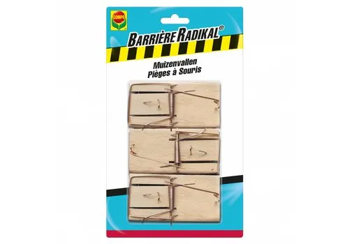COMPO Houten muizenvallen 3 stuks 9,5 x 5 cm
