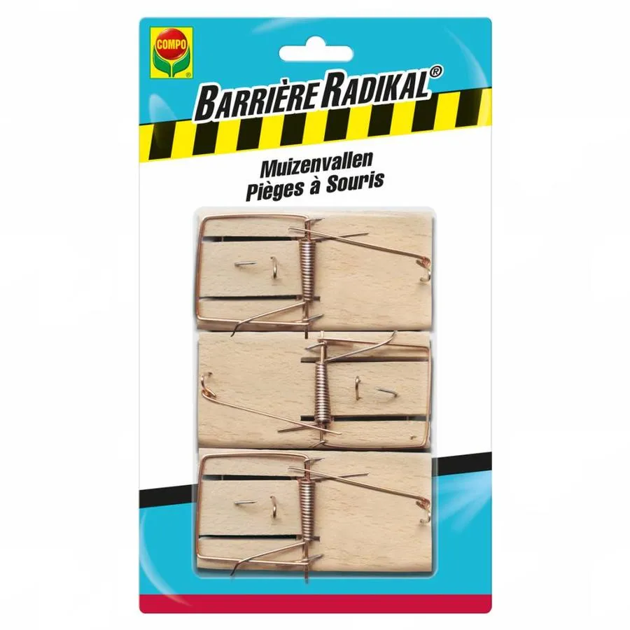 Houten muizenvallen 3 stuks | herbruikbare muizenklemmen 9,5 x 5 cm