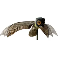 Bewegende oehoe vogelverjager 100 cm met wapperende vleugels