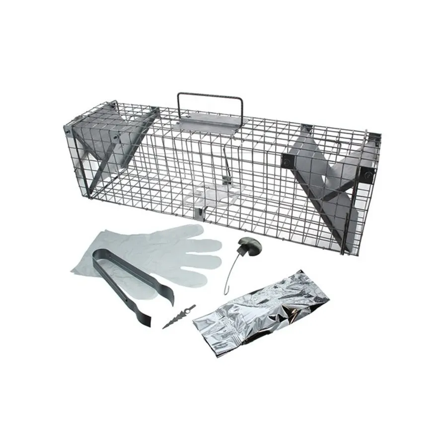Rattenvangkooi 65 x 17 x 20 cm met 2 ingangen voor levend vangen