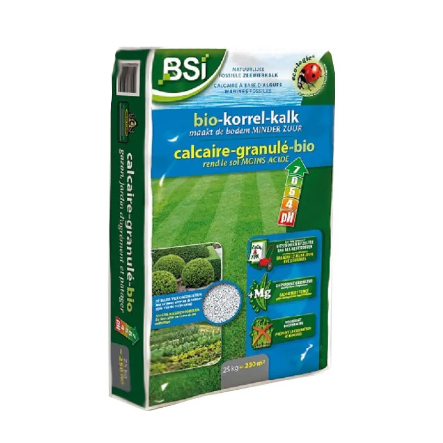 Bio Korrel Kalk 25 kg | Voor gazon, buxus en moestuin | 250 m²