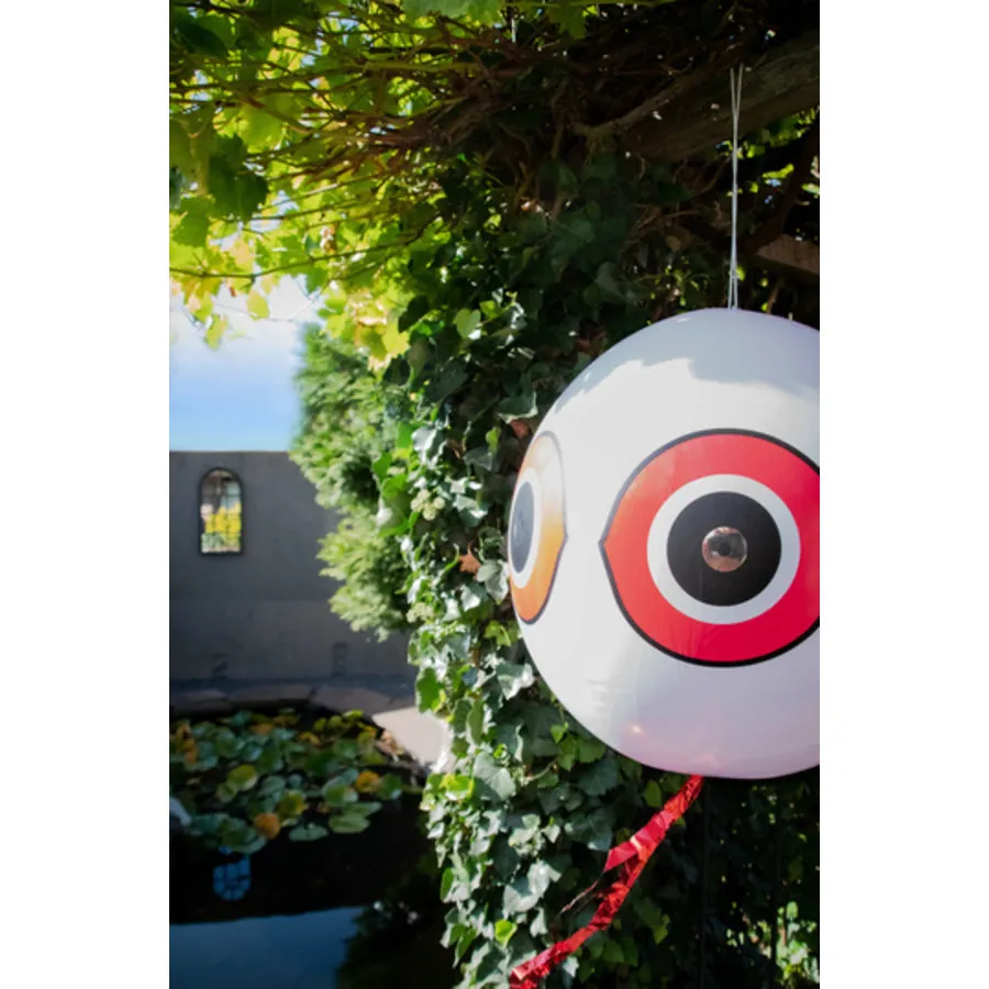 Schrikballon tegen vogels 40 cm | met reflecterende ogen en slingers