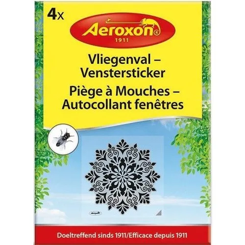 Aeroxon Vliegenval venstersticker met motief 4 stuks