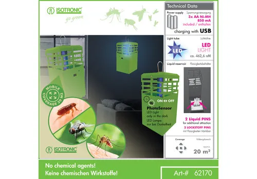 Isotronic Mobiele UV insectenval met kleefplaten