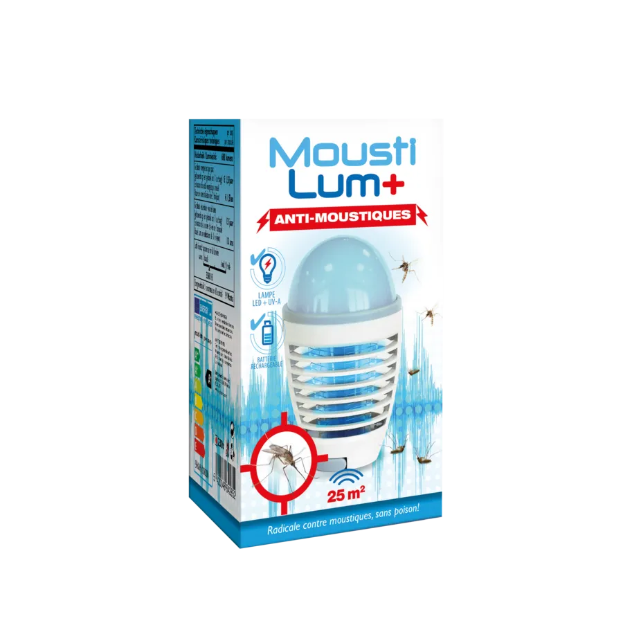Mousti-Lum+ oplaadbare UV muggenlamp en buitenlamp | tot 25 m²