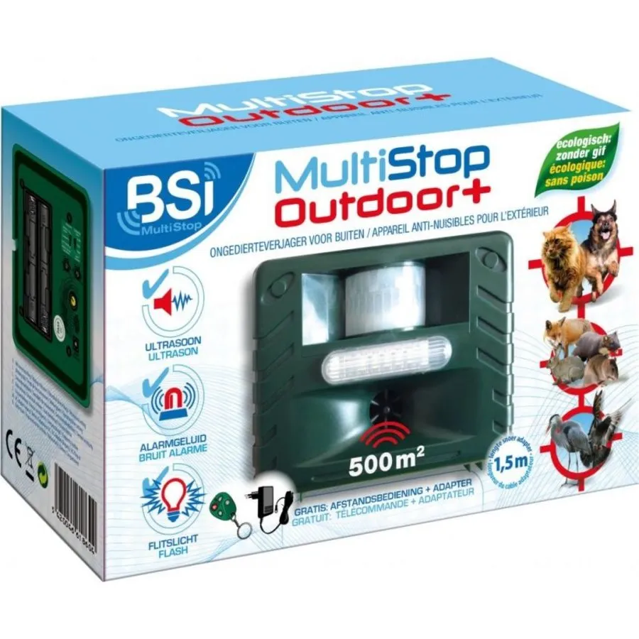 MultiStop Outdoor+ ultrasone dierenverjager voor buiten tot 500 m²