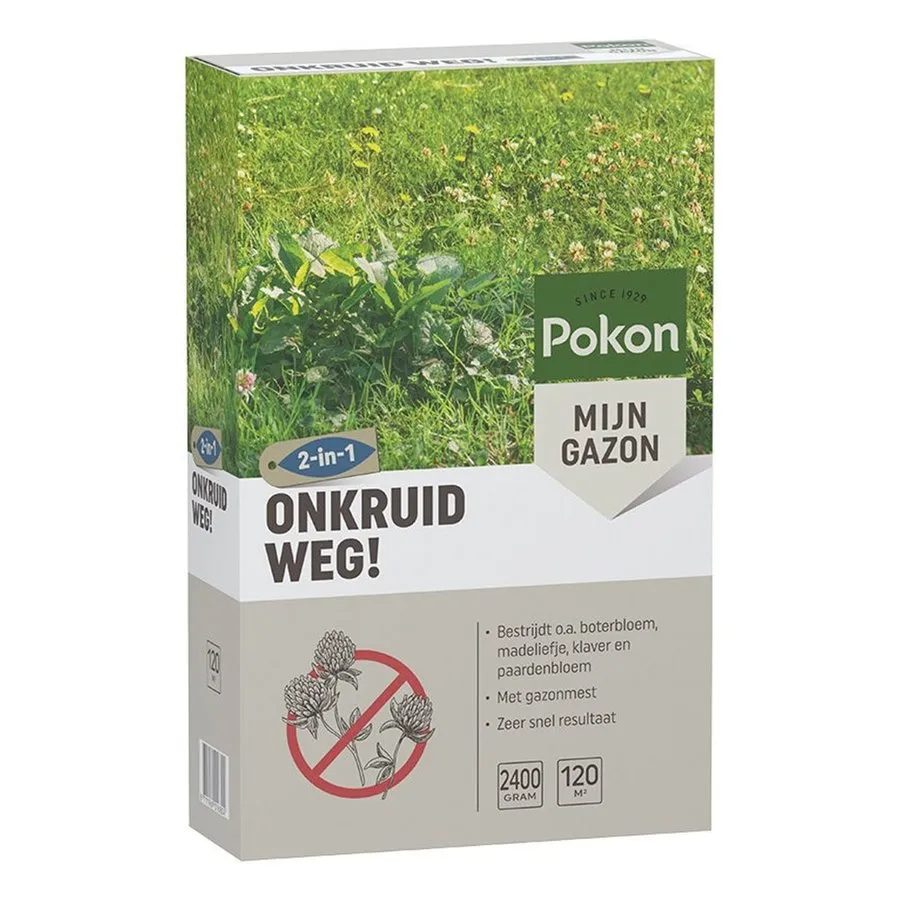 Onkruid Weg! 2400 gram | tegen onkruid in gazon | 120 m²
