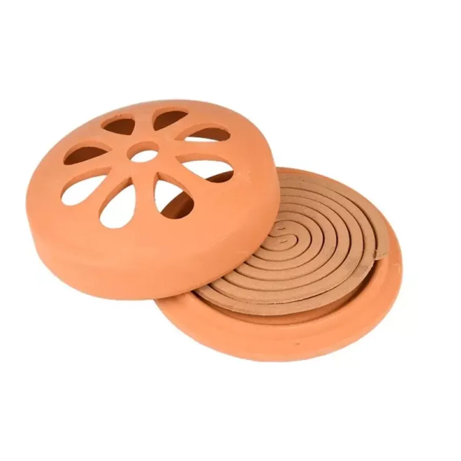 Geurspiralen citronella 10 stuks met terracotta houder voor muggenwering