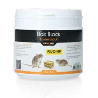 Lokmiddel blok Fluo-NP 4 of 8 x 15 gram voor muizen- en rattenvallen met UV-monitoring