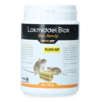 Lokmiddel blok Fluo-NP 4 of 8 x 15 gram voor muizen- en rattenvallen met UV-monitoring