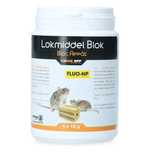 Knock Pest Lokmiddel blok Fluo-NP voor muizen en ratten