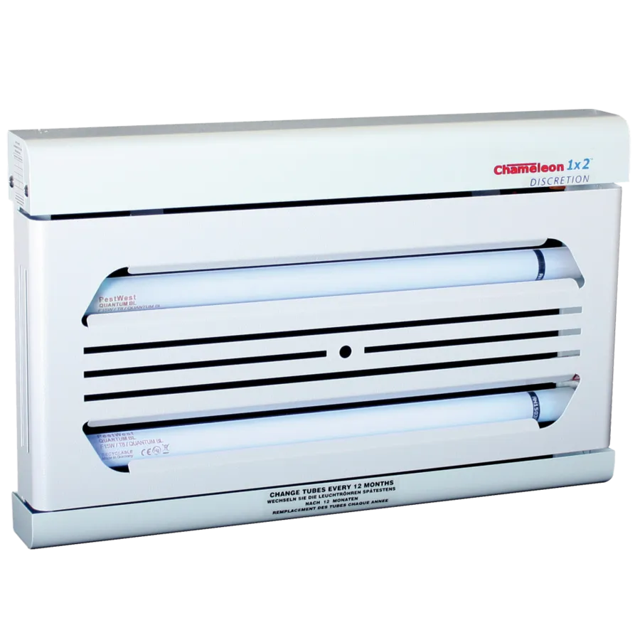 Discrete vliegenlamp met lijmplaat wit | 2 x 15W UV-A | 70 m²