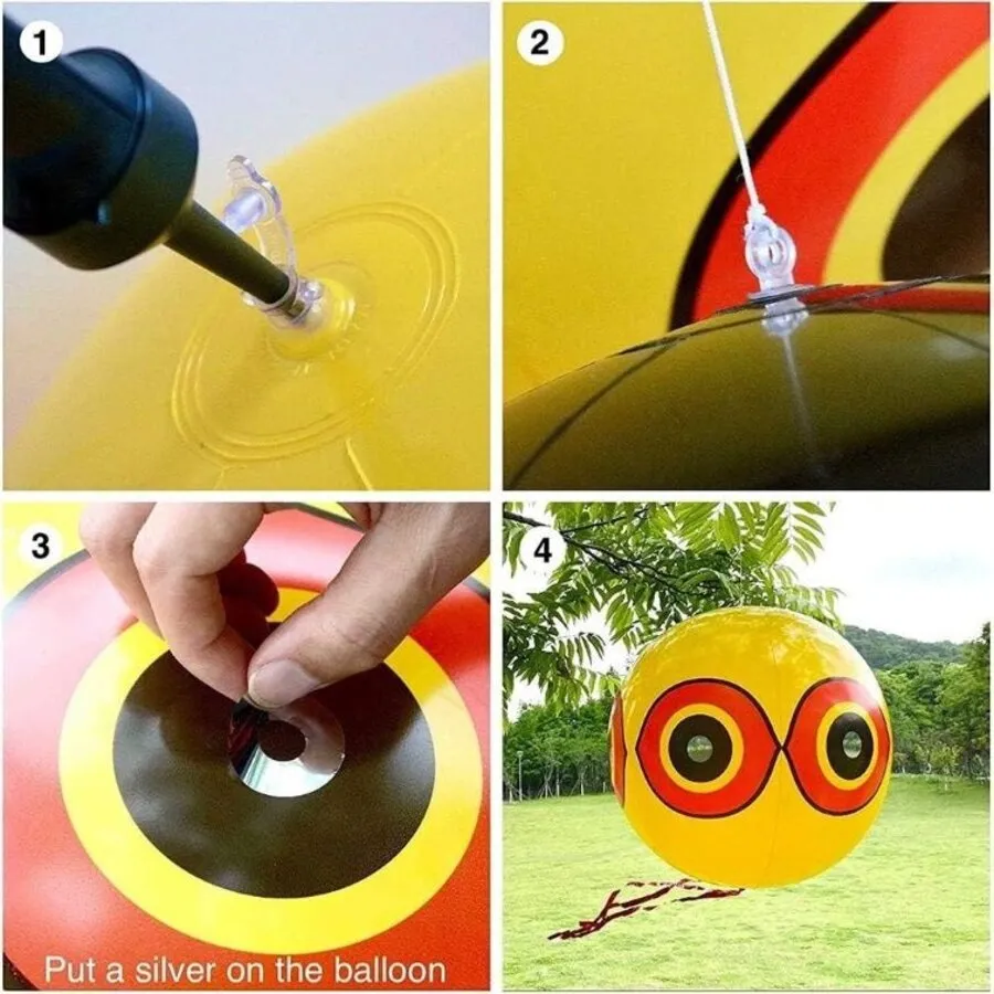 Scare Eye ballon geel 50 x 50 cm | Vogelverschrikker met reflecterende ogen