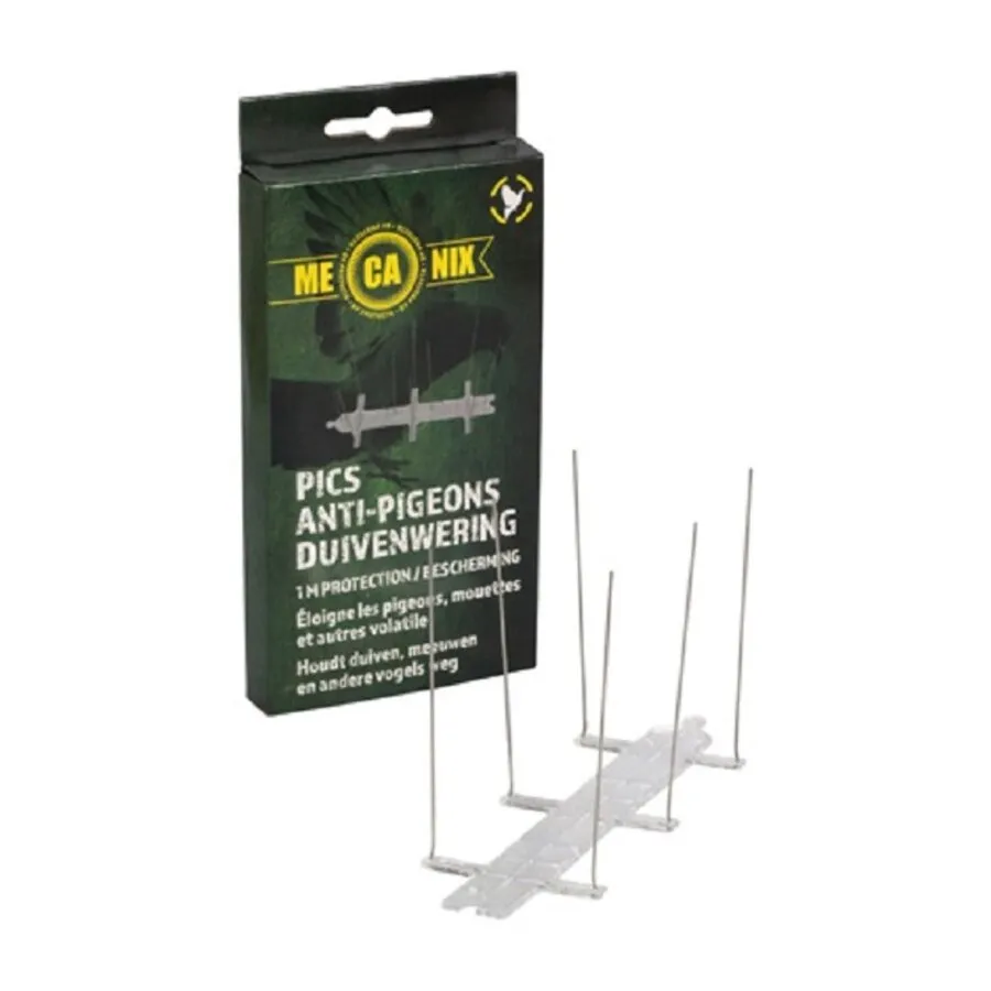 Duivenwering met RVS pinnen 1 meter | 6 strips met 60 pinnen
