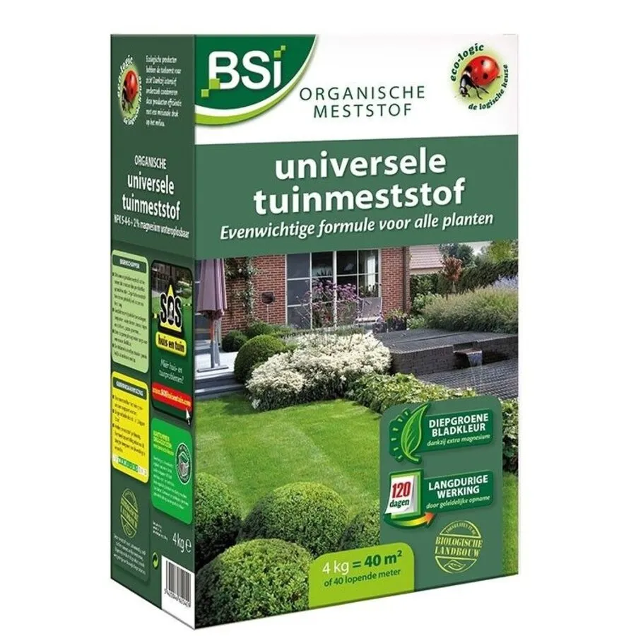 Bio universele meststof 4 kg voor gazon, tuinplanten, bloemen en moestuin