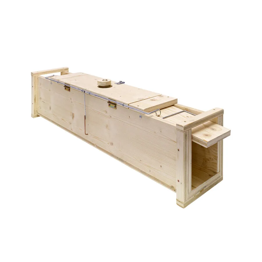 Houten martervangkooi 110 x 14 x 20 cm met 2 ingangen