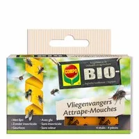 BIO Vliegenvangers 4 stuks | Geurloze vliegenkleefstrips zonder insecticide | Tot 8 weken werkzaam