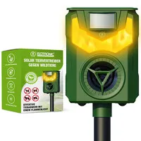 Ultrasone dierenverjager op zonne-energie met PIR-bewegingssensor, 5 standen en LED-vlamlicht