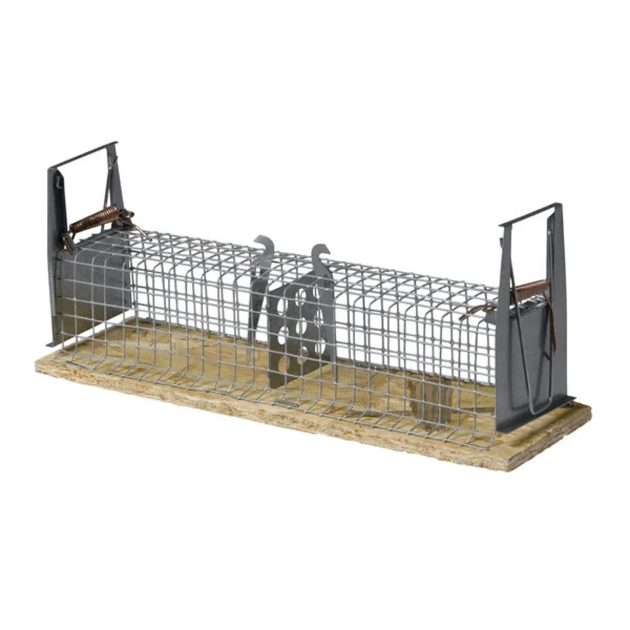 Houten muizenvangkooi met 2 kleppen 24 x 7 x 9 cm | Levend muizen vangen