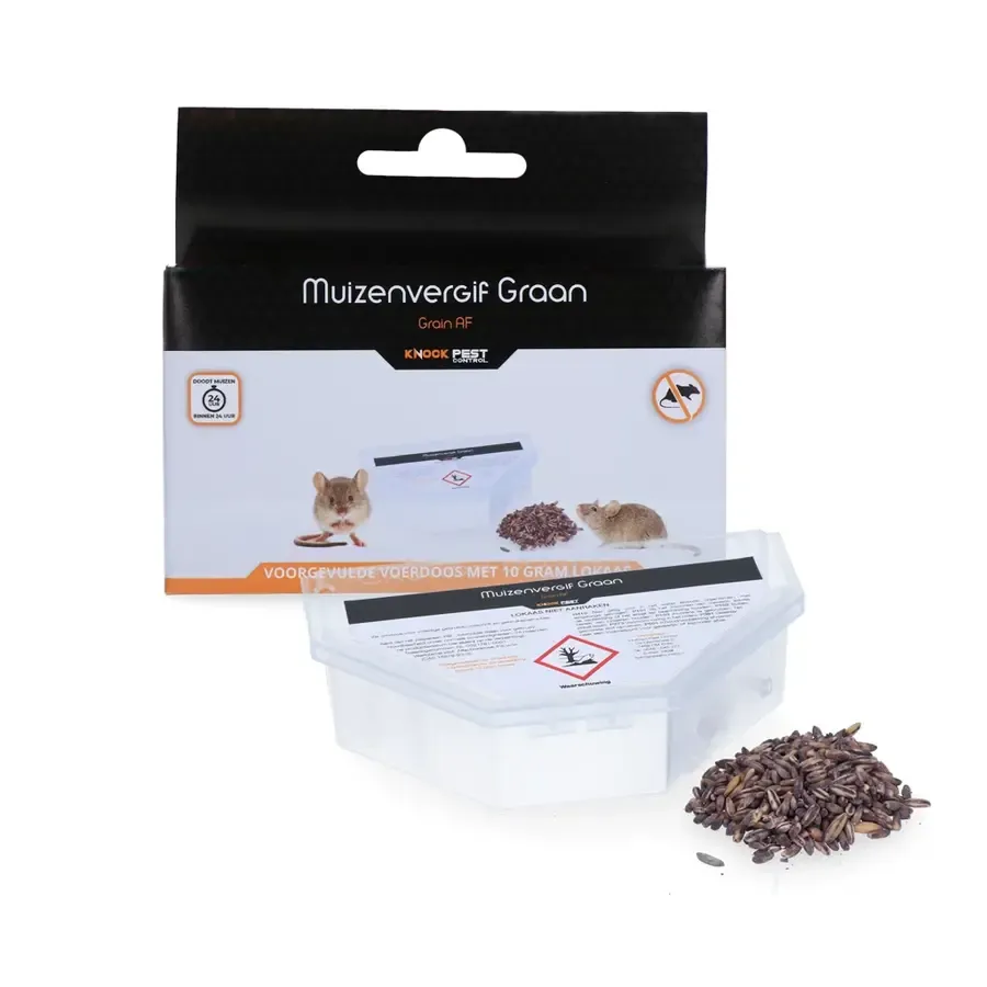Muizenvergif graan in voerdoos | 10 g lokaas tegen huismuizen