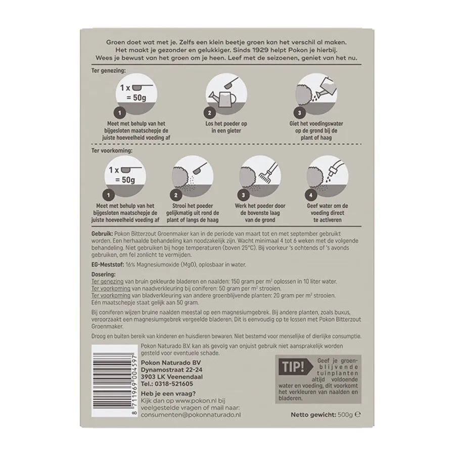Bitterzout Groenmaker 500 gram | Magnesium voor groene tuinplanten