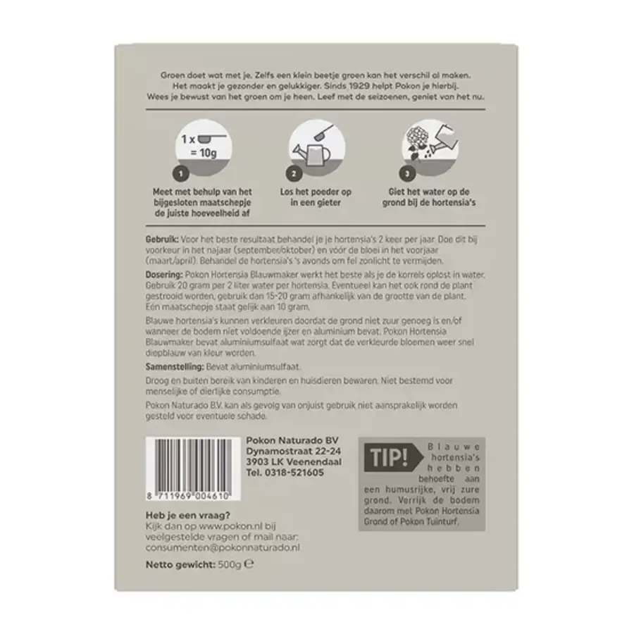 Hortensia Blauwmaker voor blauwe hortensia’s 500 gram