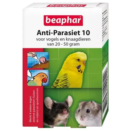Beaphar Anti-parasiet pipetten 10 voor vogels en kleine knaagdieren 20-50 gram
