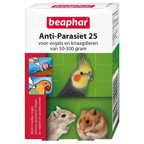 Beaphar Anti-parasiet 25 pipetten voor knaagdieren en vogels 50 tot 300 gram