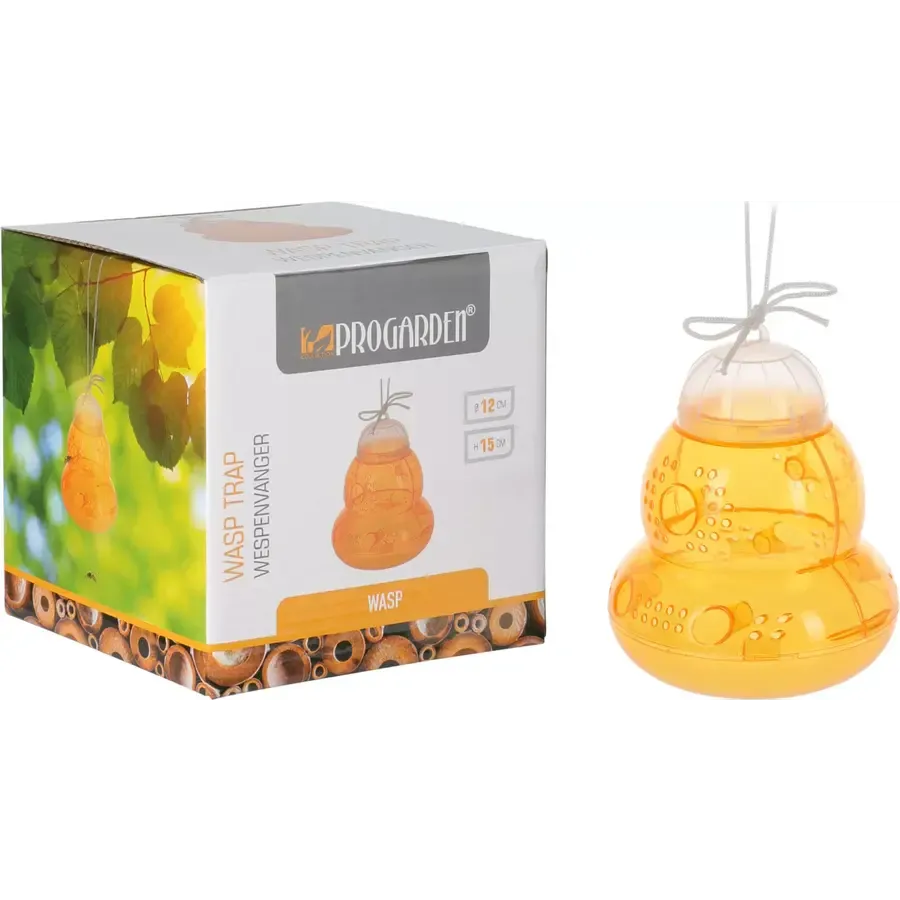 Kunststof wespenvanger oranje 13 x 13 x 13 cm | herbruikbare wespenval voor tuin en terras