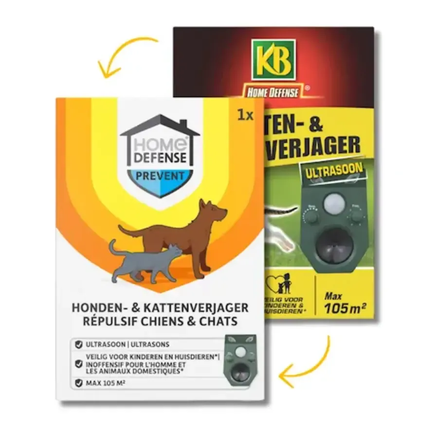 Katten- en hondenverjager ultrasoon met flitslicht | 105 m²