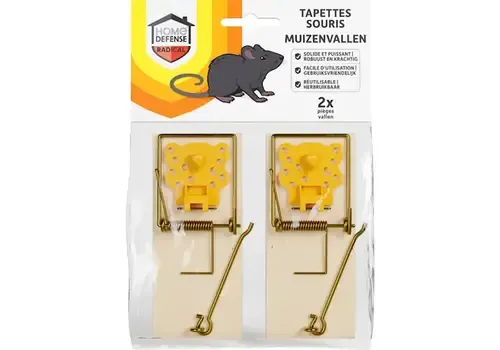 Home Defense Muizenval hout 2 stuks 10 x 4,5 cm