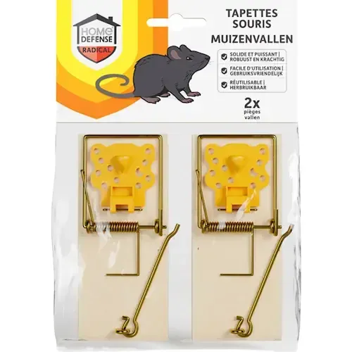 Home Defense Muizenval hout 2 stuks 10 x 4,5 cm