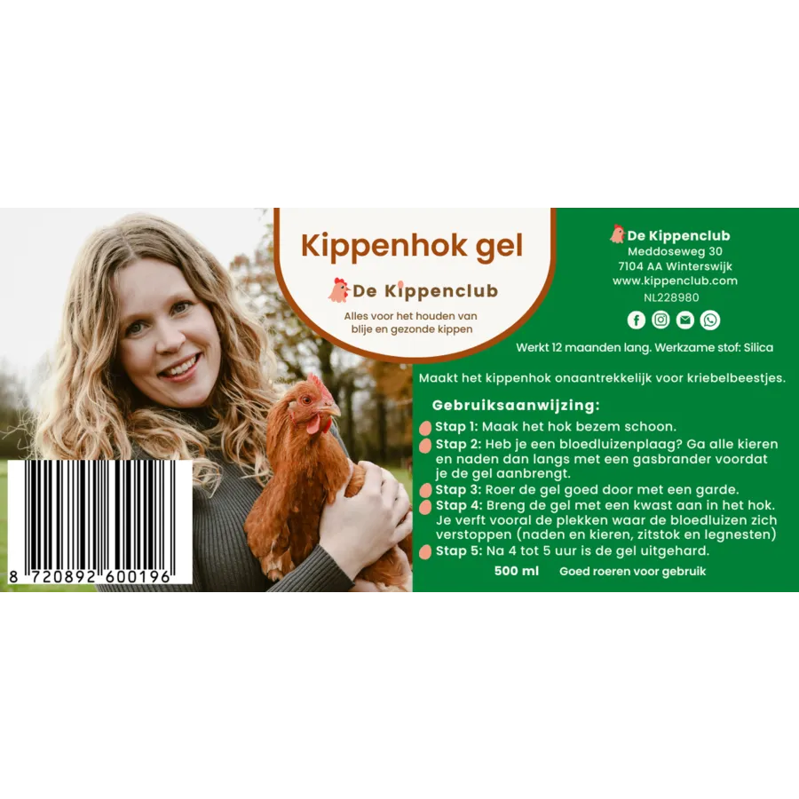 Kippenhok gel 500 ml | maakt naden en kieren onaantrekkelijk voor bloedluis