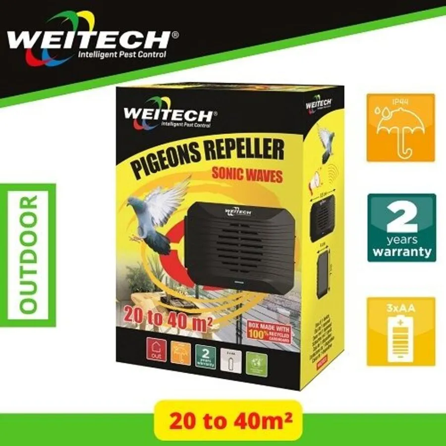 Duivenverjager voor balkon en vensterbank WK0021 | hoorbaar geluid | bereik 20–40 m²