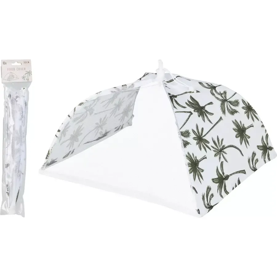 Voedselvliegenkap palm design | Ø30 cm | opvouwbaar | wit