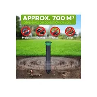2-in-1 dierenverjager tegen mollen, woelmuizen, mieren en wild | set van 2 | tot 700 m²