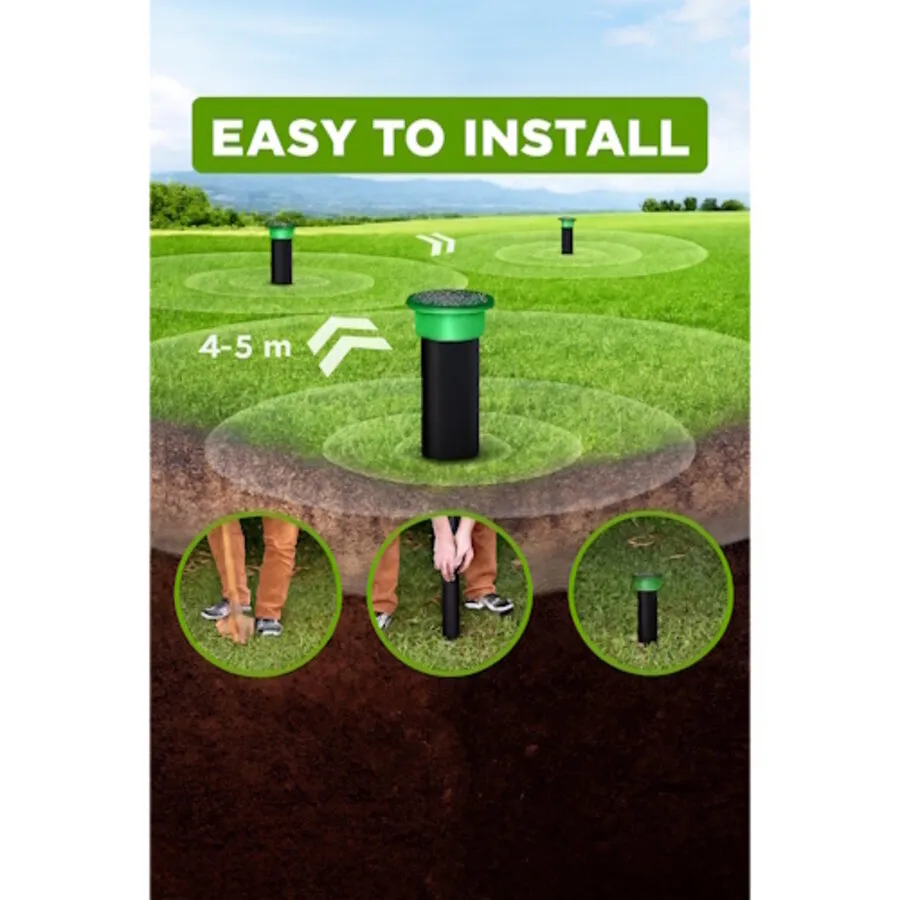 2-in-1 afweersysteem tegen mollen en knaagdieren | blauw LED | set van 2