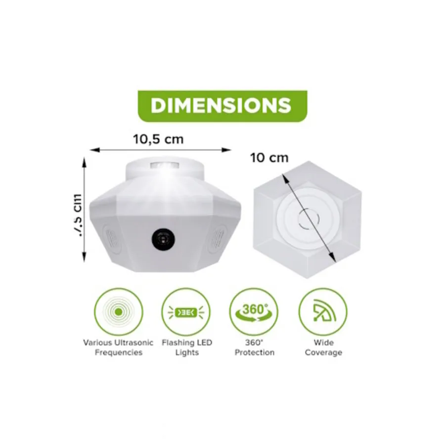 Ultrasone verjager XL voor muizen, ratten en marters | 25-65 kHz | 100 m²