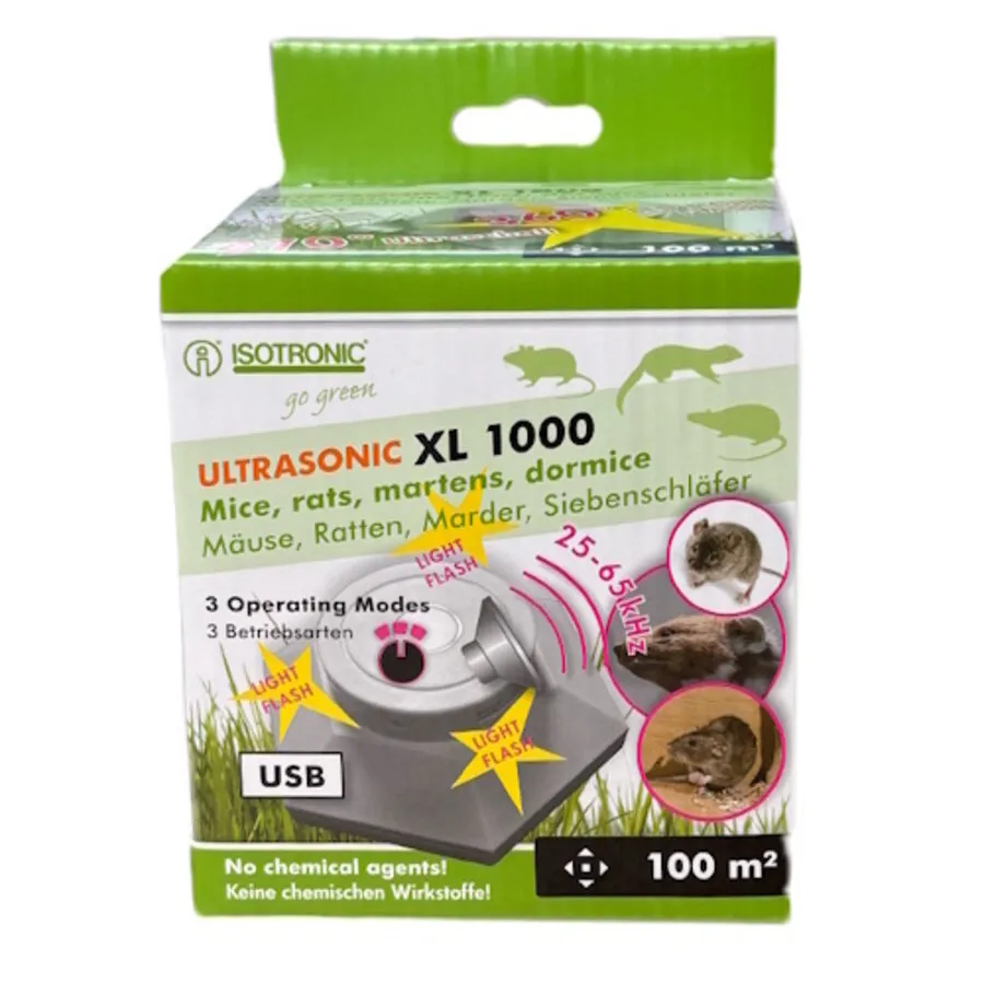 Ultrasonic XL 1000 Ultrasone verjager tegen muizen, ratten en marters | 25-65 kHz | tot 100 m²