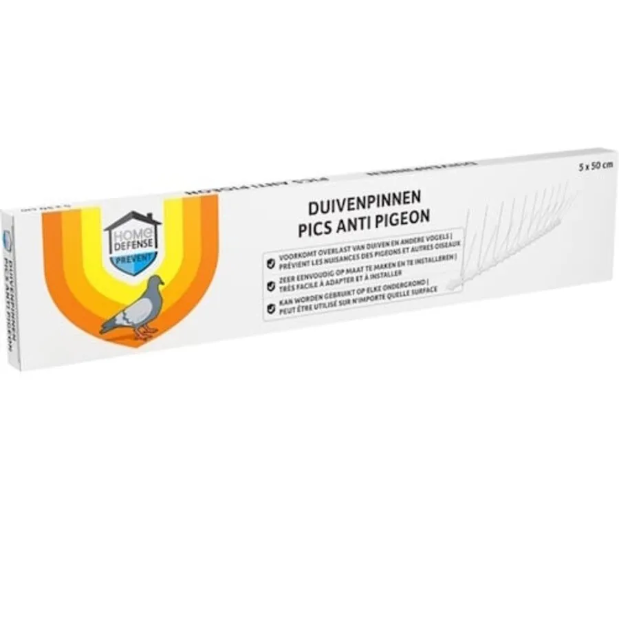 Duivenpinnen 2,5 meter | 5 stroken van 50 cm | RVS pinnen op kunststof basis