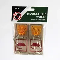 Houten muizenval met plastic trigger 2-pack | gifvrije muizenklemmen